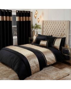 Capri Filled Cushion - Black/Gold - 30x50cm