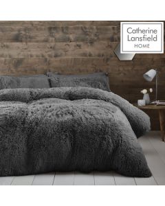 Catherine Lansfield Cuddly Charcoal Duvet Cover Set
