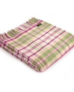 All Wool Cottage Check Throw - Pink - 150x183cm