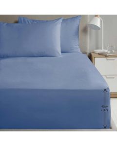 NEW Percale 16” Fitted Sheet - Blue