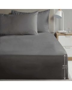 NEW Percale 16” Fitted Sheet - Charcoal