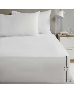 NEW Percale 16” Fitted Sheet - white