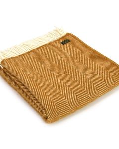 All Wool Fishbone Throw - Mustard - 150x183cm