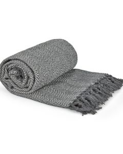 Herringbone Throw Cotton - Silver