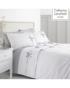 Catherine Lansfield Milo Bow Duvet Cover Set - White