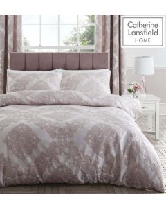 Catherine Lansfield Rococo Jacquard Duvet Cover Set - Blush