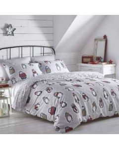 Snow Penguins Duvet Cover Set - Grey